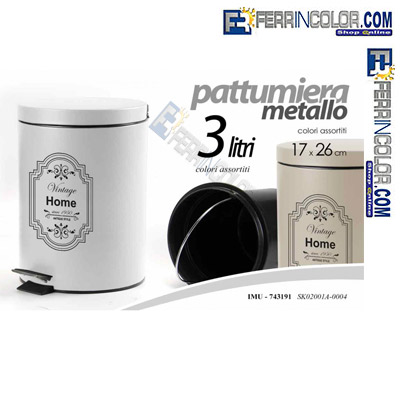 Pattumiera In Metallo Vintage 3Lt